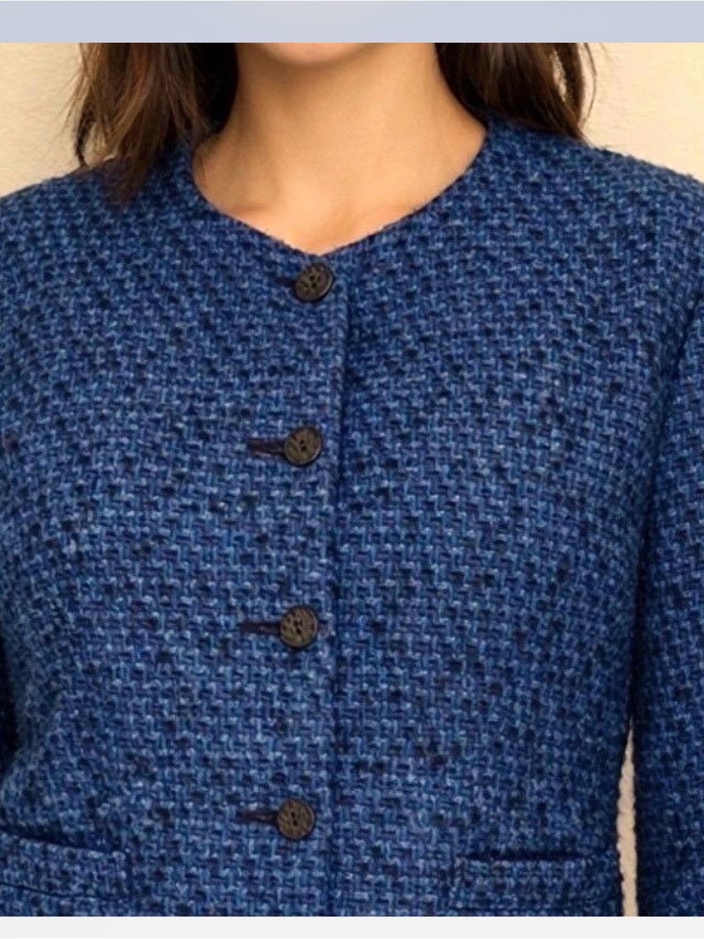Vtg Pendleton Classic Navy Blue 100% Virgin WoolTweed Button Jacket